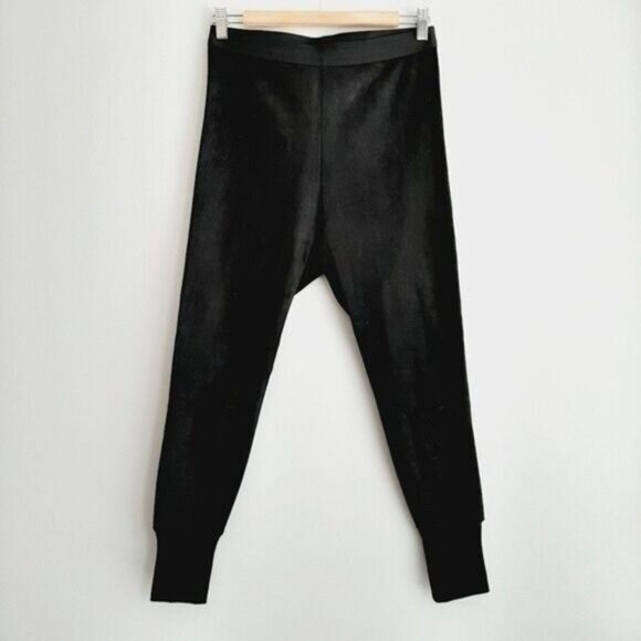 Suede Hi-rise Crop Soft Jogger Leggings Black Sz S Flawed - Picture 2 of 12